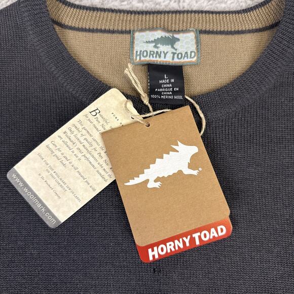 horny toad 100% Merino Wool Orlando Caviar Gray Size L NWT - Picture 2 of 9